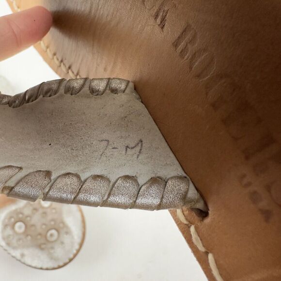 Jack Rogers Palm Beach Navajo Sandals Thong Flip Flops Metallic Silver Sz 7M - Picture 5 of 7